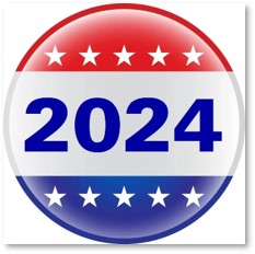 Election button, 2024, presidential election, youth vote, young people