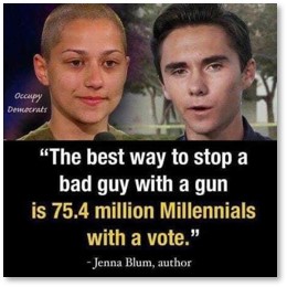 The best way to stop a bad guy with a gun is 75.4 Millennials with a vote.