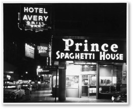Prince Spaghetti House, Hotel Avery, LeBow Brothers Clothiers, Pieroni's Sea Grill, Washington Street, Avery Street