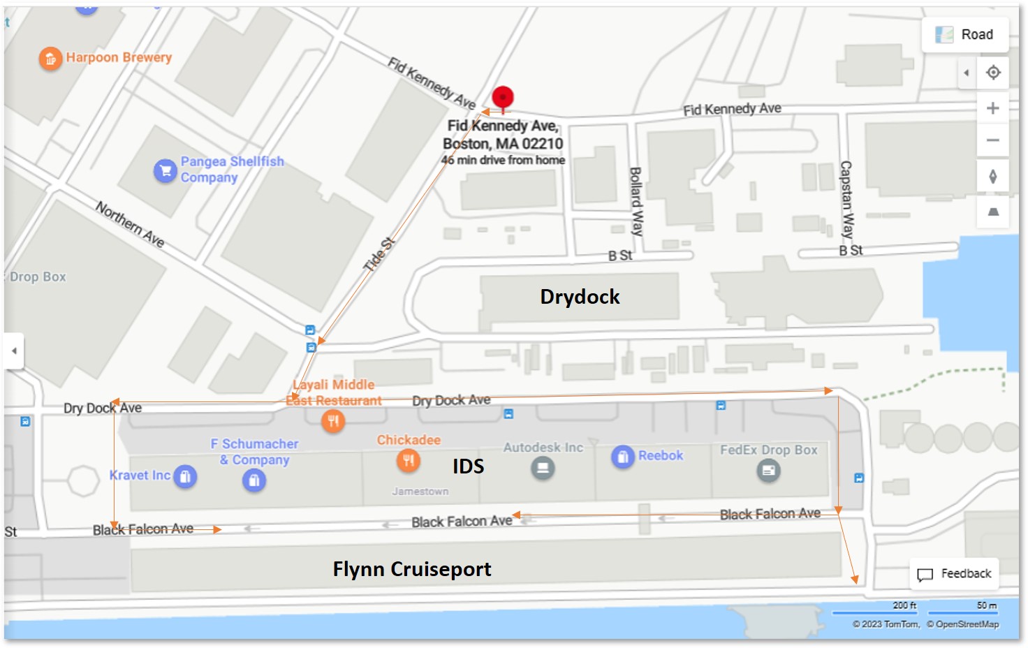 Seaport, Flynn Cruiseport, walking map, Innovation Design Building