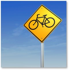 bicycle, road sign