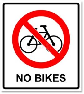 No Bikes, sign, No bicycles