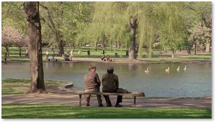 Good Will Hunting, Matt Damon, Robin Williams, Boston Public Garden, lagoon, So You Think You Know Boston? Quiz