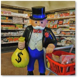 Mr. Moneybags, Monopoly, greedflation, shrinkflation, supermarket, inflation