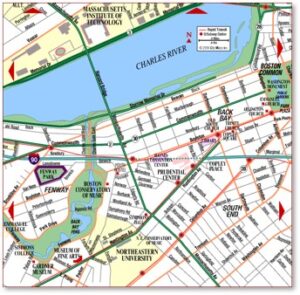 Back Bay Street Map, Boston streets