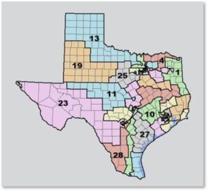 Texas Voting Districts, 2022, red state