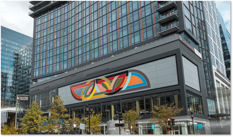 Frank Stella, Damascus Gate (Stretch Variation 1), Seaport Boulevard, Boston, public art